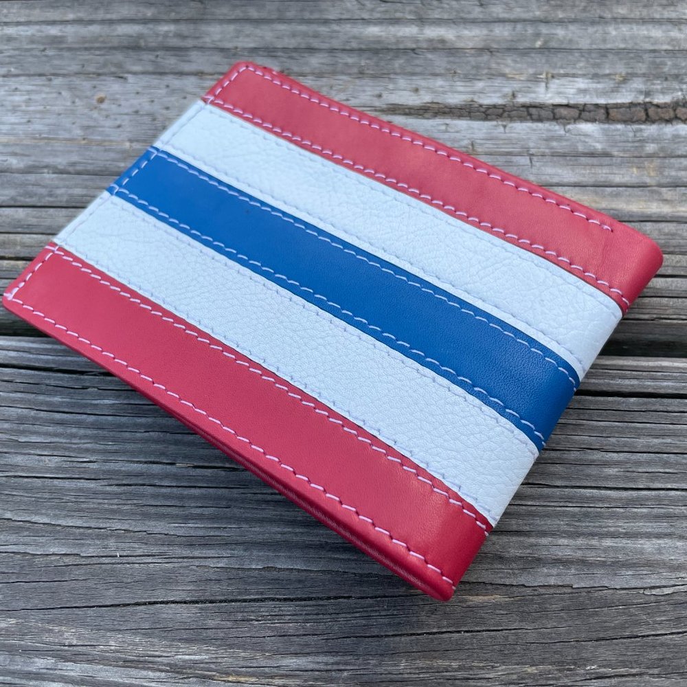 Men Cardholder Wallet Multi Color Block Bifold Han - Picture 2 of 11
